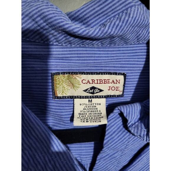 Caribbean Joe blue long-sleeved collard button-down shirt - Picture 3 of 6